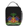 Haiti Flag Print Insulated Lunch Bag Reusable Portable Waterproof Thermal Oxford Lunch Bento Tote for Work School Picnic Travel