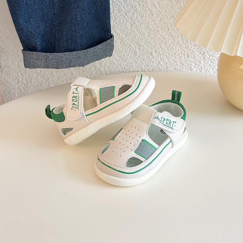 Boys sandals thin 2025 new summer children's toddler shoes mesh breathable boys sports double mesh shoes bag head