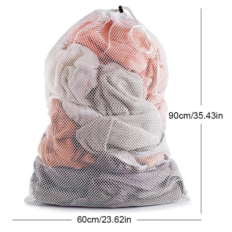Large Size Laundry Mesh Bag Solid Color Drawstring Laundry Bag Anti-Snagging Anti-Deformation Mesh Clothes Washing Bag 60X90Cm