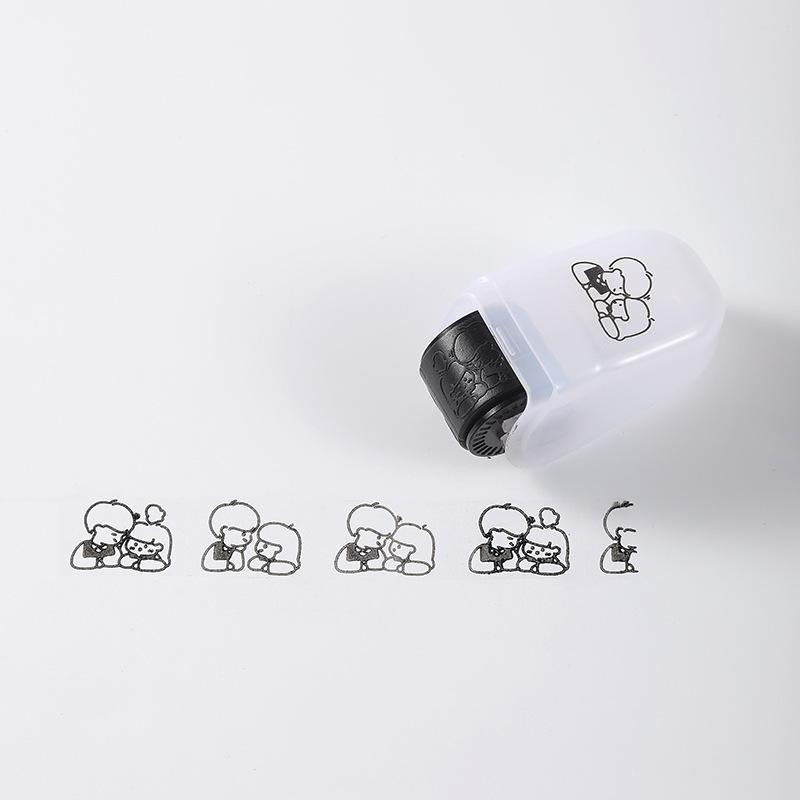 Kawaii Cartoon Animal Bow Girl Boy Rolling Stamp DIY Student Prize Stationery Graffiti Handbag Lace Hot Air Balloon Scrapbooking