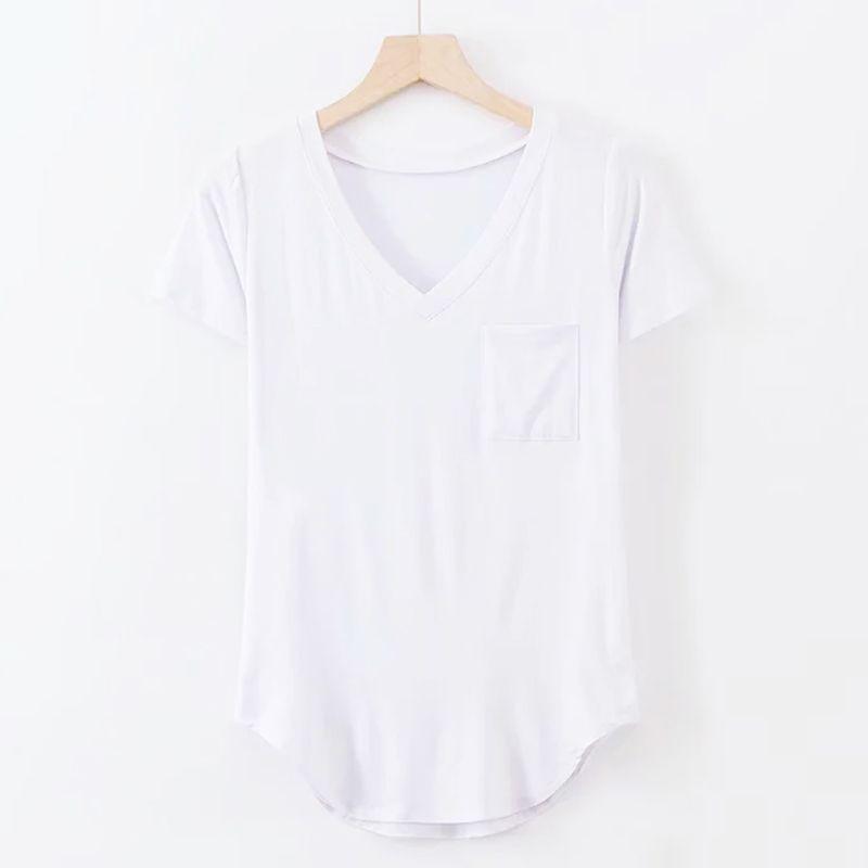 

Modal Casual Ultra-Thin Minimalist Short Sleeve Top White S