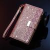 Applicable to Samsung S26 mobile phone leather case A57 star laser engraving multi-card zipper wallet protective case A55 glitter case