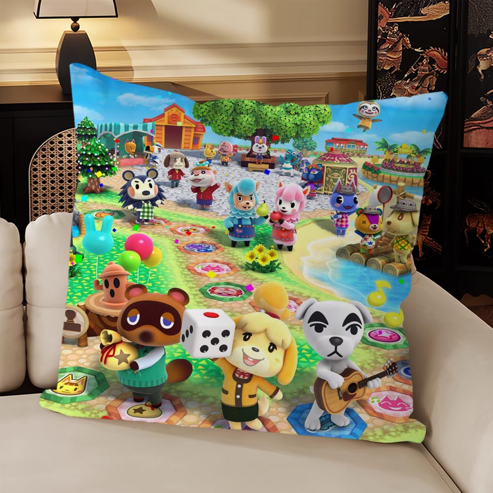 Game A-Animal Cute C-Crossing Cushion Cover Sofa Living Room Bedroom Headboard Backrest Cushion Square Cushion Nap Time Pillow C