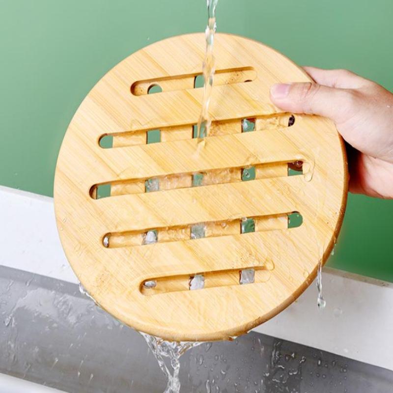 Portable Placemat Thickened Circular Square Household Coaster Hollowed Out Bamboo Insulation Mat Dining Table Mat