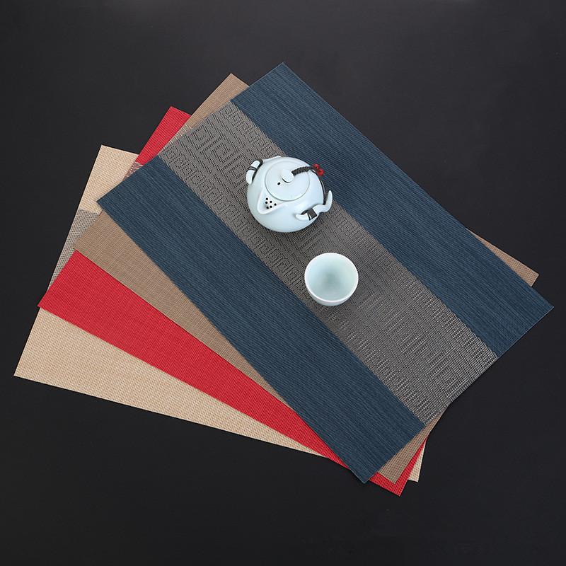 Chinese Style Pvc Table Mat Woven Waterproof And Oil-Proof Non-Slip Light Luxury Table Mat Simple Household Cup Mat 45X30Cm