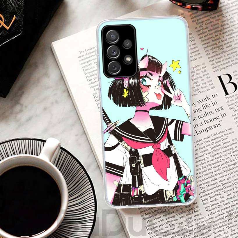 Japanese Style Anime Girl Phone Case For Samsung Galaxy A15 A14 A54 A13 A53 A12 A52S A55 A22 A23 A24 A32 A33 A34 A25 A35 A03S A0