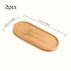 2Pcs/Wooden Tray Round Wooden Tray Japanese-Style Oval Beech Wood Small Wooden Plate Milk Snack Tray Presentation Tray