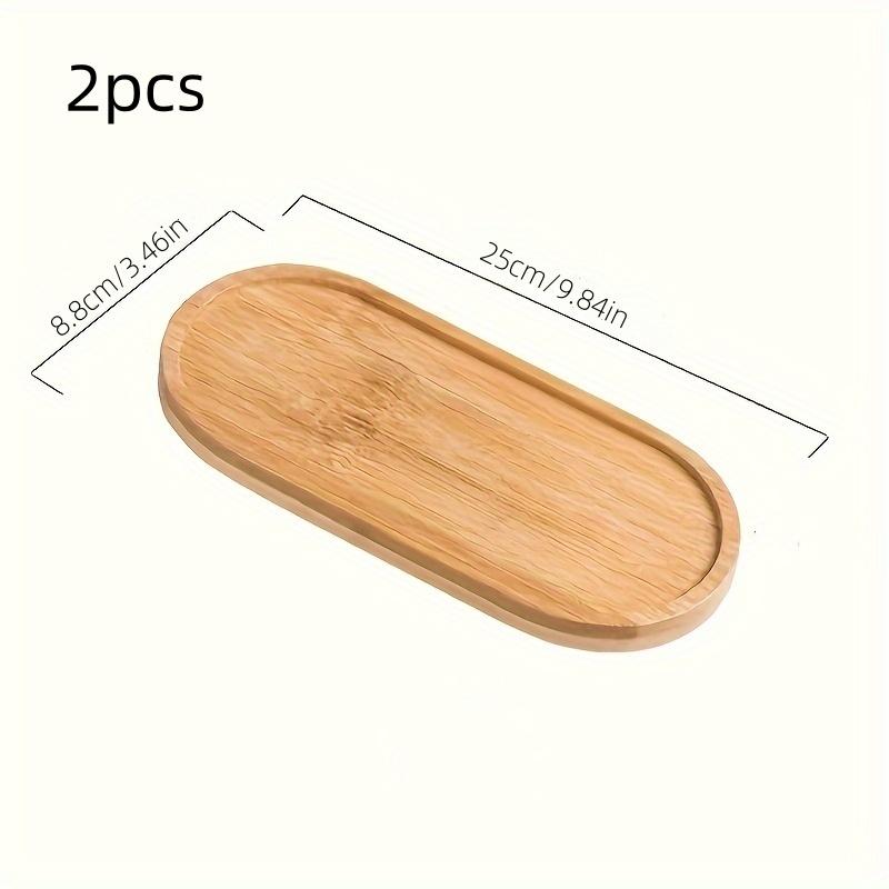 2Pcs/Wooden Tray Round Wooden Tray Japanese-Style Oval Beech Wood Small Wooden Plate Milk Snack Tray Presentation Tray