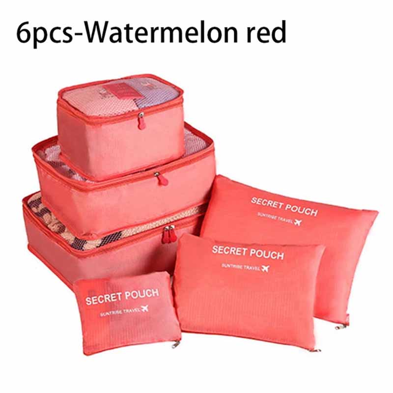 6 Pcs/Set Pink/Blue/Grey Travel Storage Bag Large Capacity Waterproof Luggage Clothing Underwear Storage Bag Bag With Zipper