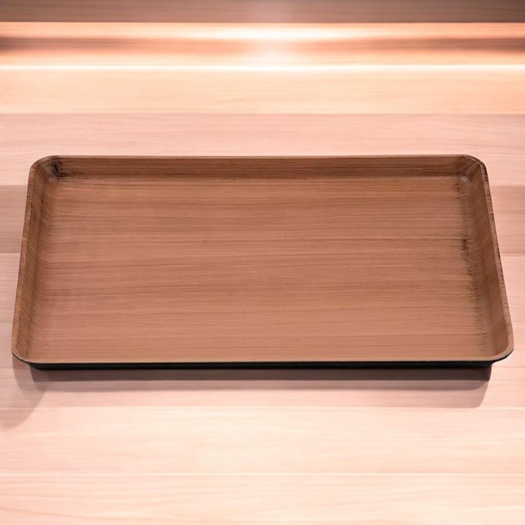 Long Tray with Japanese Straight Slightly Lacquerware Made in Japan J-kitchens 9-inch Sengoku-style (Tray) Grain, Non-Slip, 27cm, (ABS Resin),