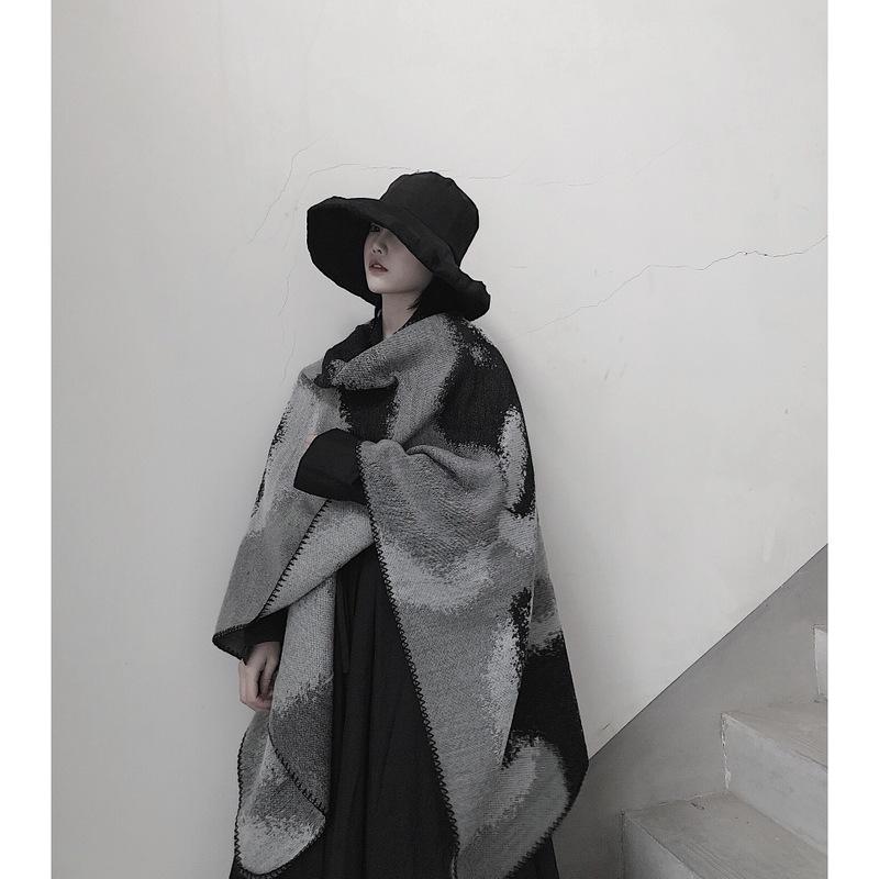 

Теплая женская шаль Сезон Женская шаль с разрезами Двусторонняя летняя накидка от солнца Кейп Теплая шаль 150-130cm