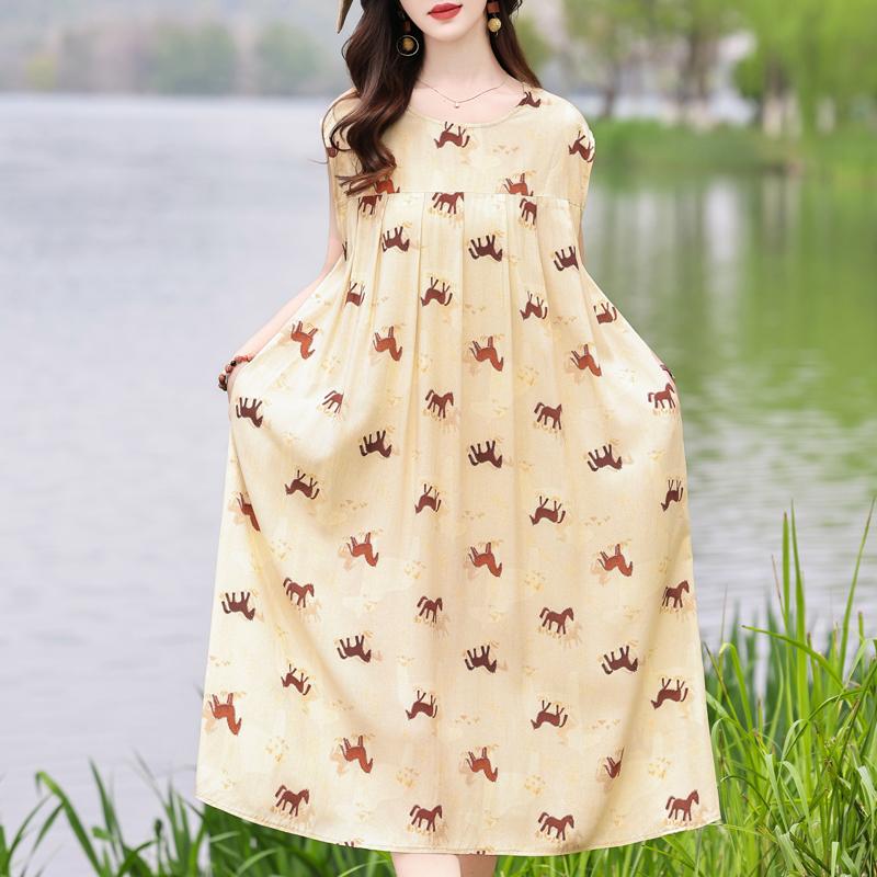 Robe d'été Vintage grande taille pour femme, surdimensionnée, ample, sans manches, décontractée, élégante, longue