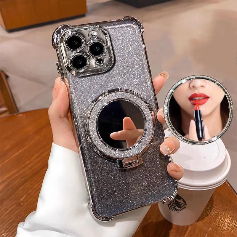 G30 G20 G10 Holder Ring Mirror Phone Case For Motorola Moto G10 G20 G30 G84 G54 G82 5G G52 G71S Soft 6D Plating Shockproof Cover