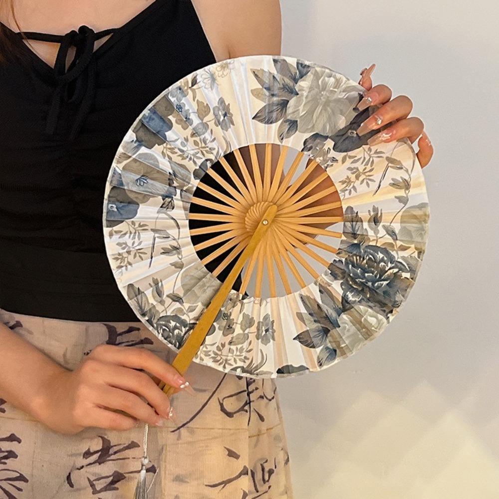 Silk Silk Flower Folding Fan Chinese Style Retro Classical Dance Fan Hand Fold Fan  Home Decoration