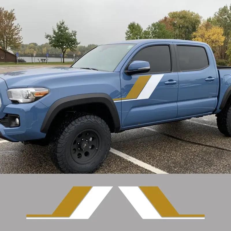 Pickup Door Side Stickers For Toyota Tacoma Truck Graphics Colorful Vintage Stripes Decor Cover Vinyl Decal Auto Accessories