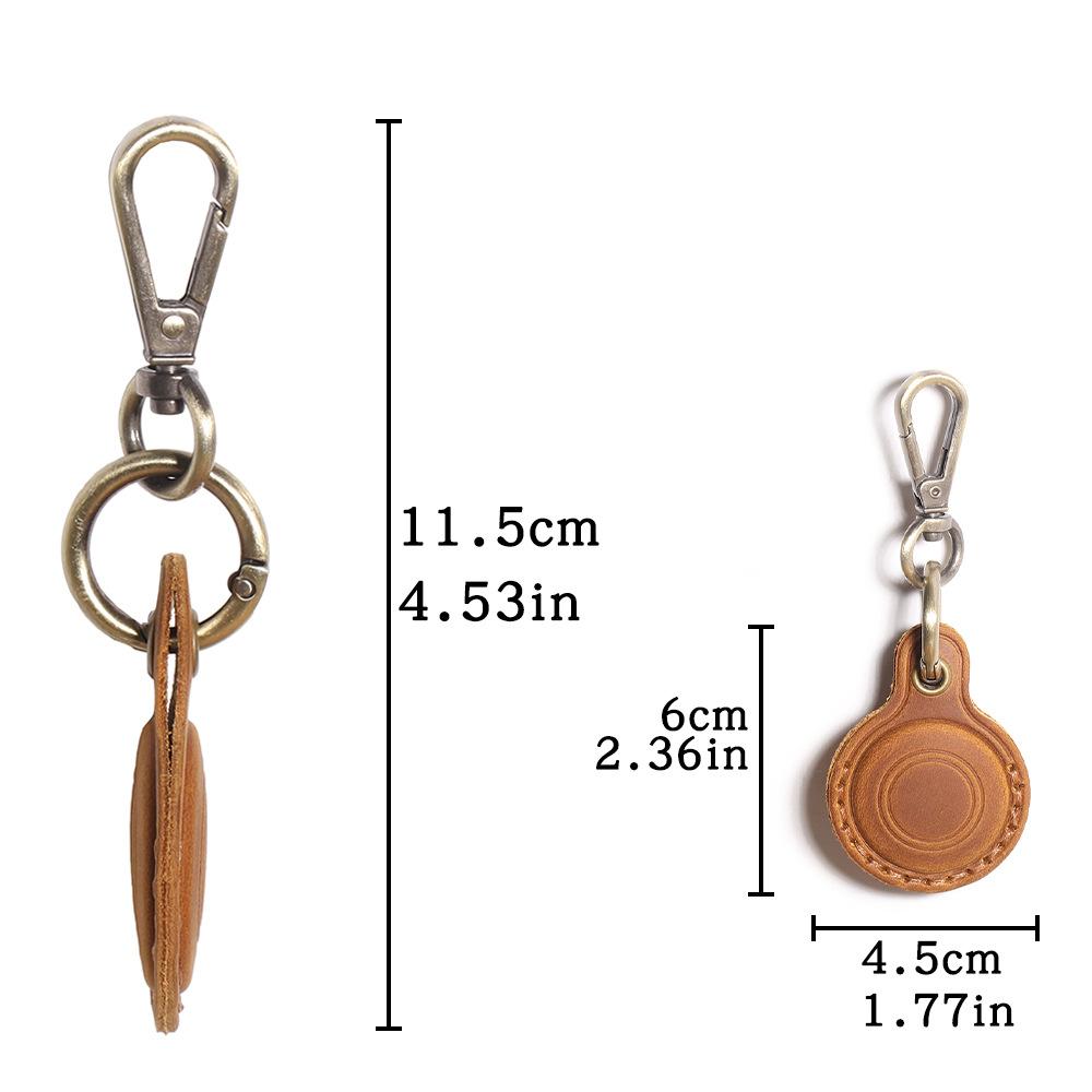 Applicable Apple Airtag Protective Case Cowhide Access Card Case Crazy Horse Leather Pet Anti-Lost Location Tracker Leather Case