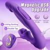 4-in-1 Rose Sex Toy Thrusting Vibrators Dildo with 5 Licking Clitoral & 7 Flapping Modes, Clit Sucker, Tongue G-Spot Stimulator