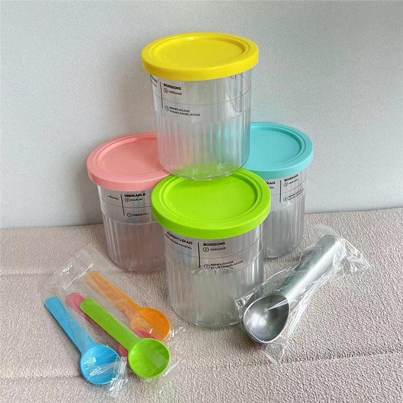 B97A-Do Ninja Creami Deluxe Serii NC500 NC501 Zamienne Pojemniki 24Oz (ok. 710 ml) - Zestaw 4 Sztuk Bez BPA Z Pokrywkami, Bezpieczne do Mycia w Zmywarce