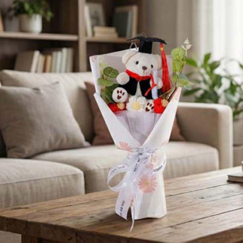 Stuffed Little Bear Doll Bouquet Cartoon Simulated Bear Doll Bouquet  Graduation Gifts