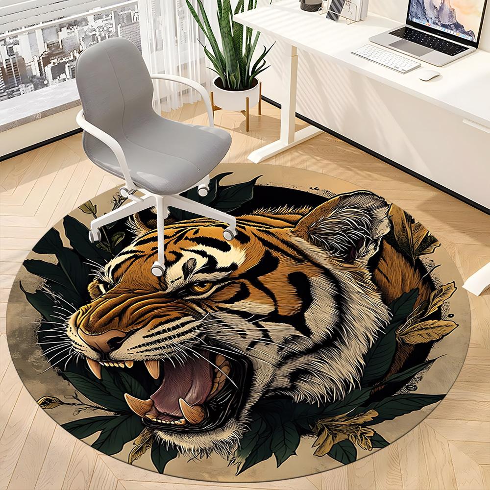 

1pc Tiger Head Print Chair Carpet for Office, Soft Comfortable Mat For Office, Living Room, Bedroom, Machine Washable Carpet yy251112216 80cm by 80cm