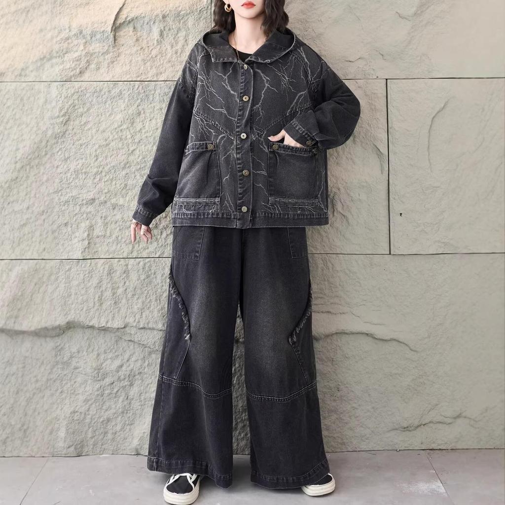 Spring 2026 Women's Denim Hooded Cardigan: Versatile, Casual, Plus Size