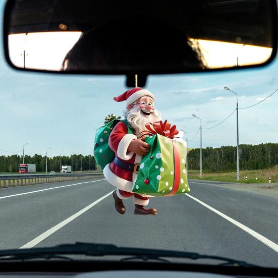 Santa Claus Acrylic Hanging Ornament 3D Effects Easy to Hang on Trees Garlands Wreaths Pendant Festive Home Decor