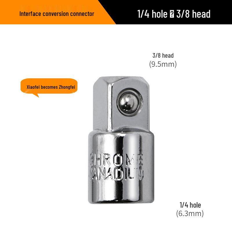 CR-V Chrome Vanadium Steel Ratchet Wrench Socket Adapter: 1/2" to 3/8" to 1/4" Fly