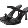 High heels women's outer wear 2025 summer new Internet celebrity thin heel open toe square head word with French high heel sandals women