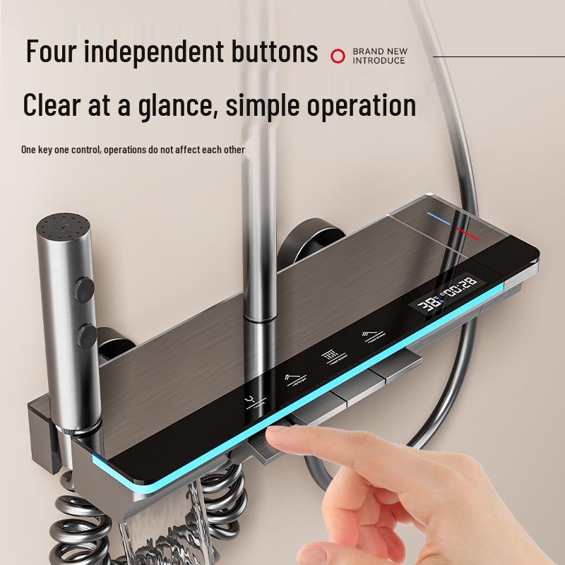 Complete Smart Thermostatic Shower Head Set - Pressurized and Multifunctional