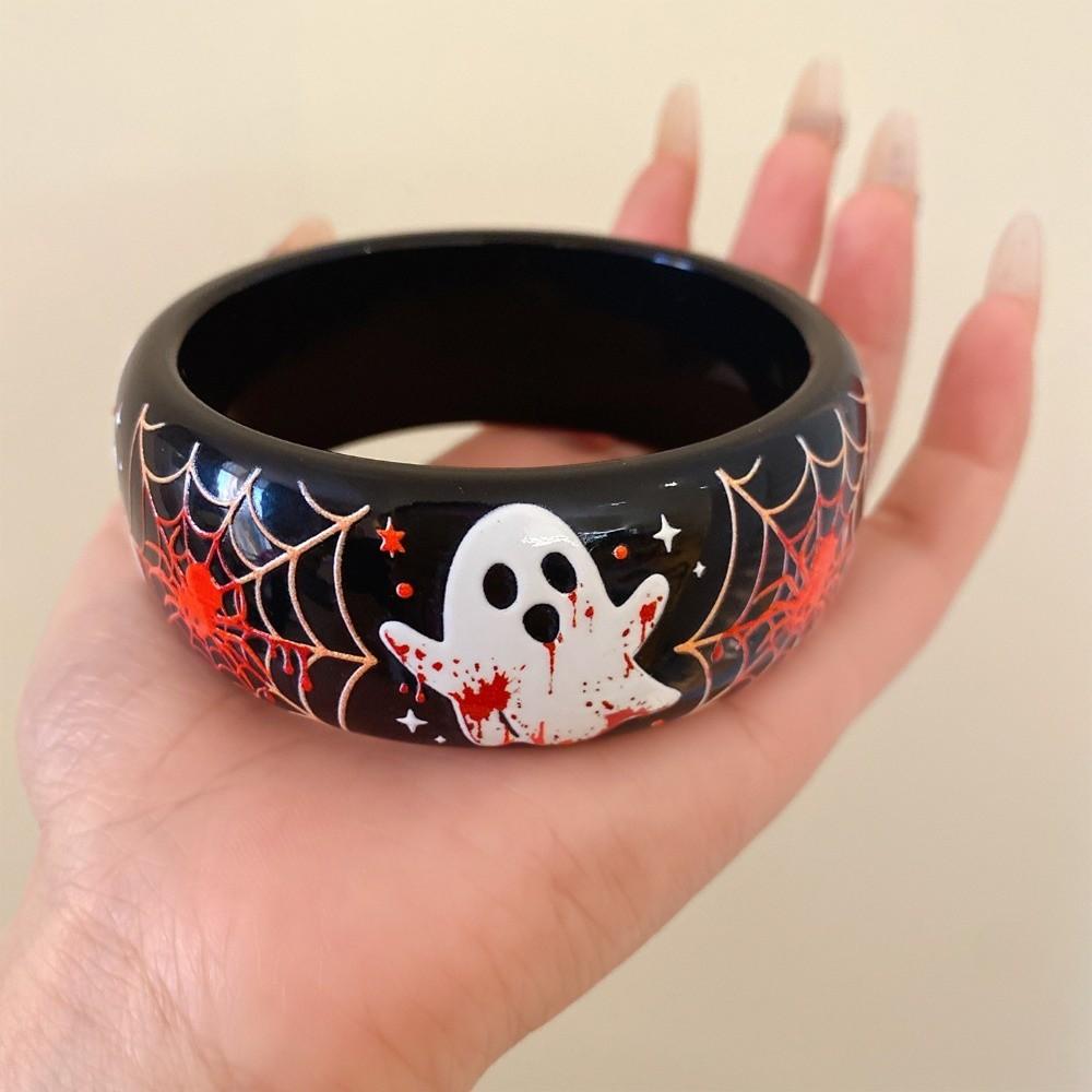 Europe American Style Halloween Acrylic Bangle Ghost/Spider Web/Bat Hand Ring Halloween Gift