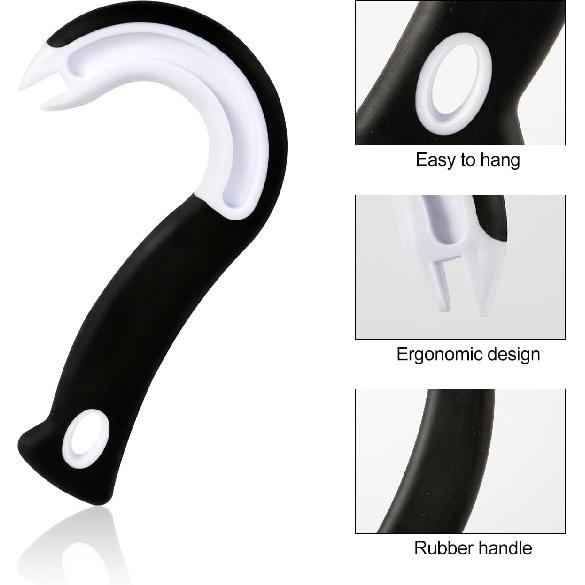 Easy Open Ring Pull Can Opener, J Hook Can Opener Pull Tab No-Slip Rubber Grip Jars Can Lid Lifter Manual Ring Top Soda Tin Bottle Opener Tool for