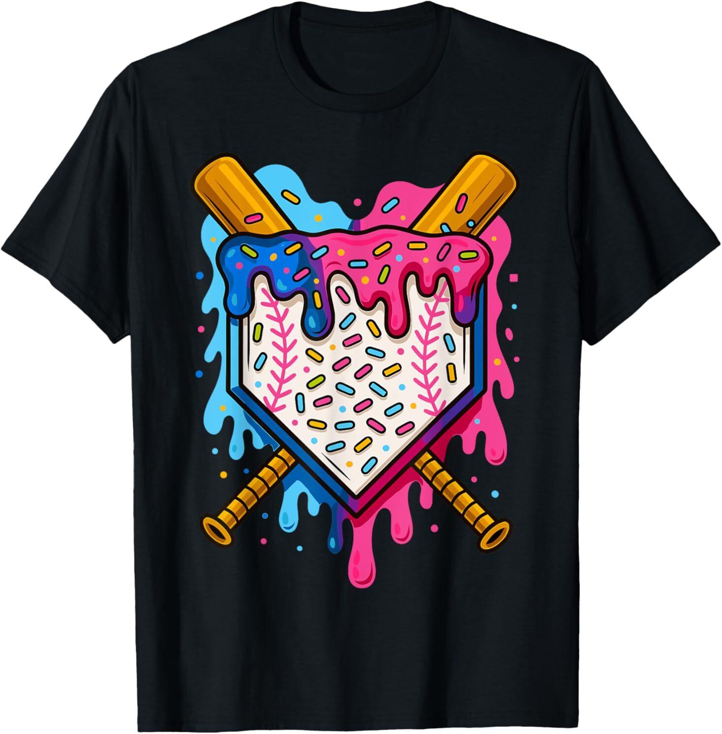 Baseball Boys Ice Cream Drip Baseball T-Shirt Mens Womens Tees Top S