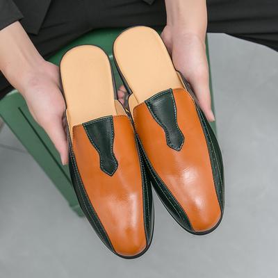 Luxuriöse Herren Pantoletten Halbschuhe Grün Gemischt Braun Lässige Herren Kleiderschuhe Sommer Bequem Atmungsaktiv Lederschuhe Für Herren