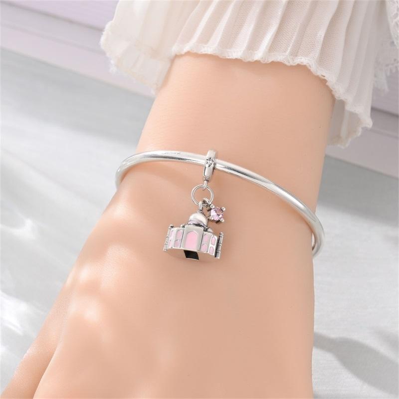 Building Series Copper Charms Eiffel Tower Castle Cherry Blossom Fit Travel Charm Bracelets Women Diy Jewelry Gifts