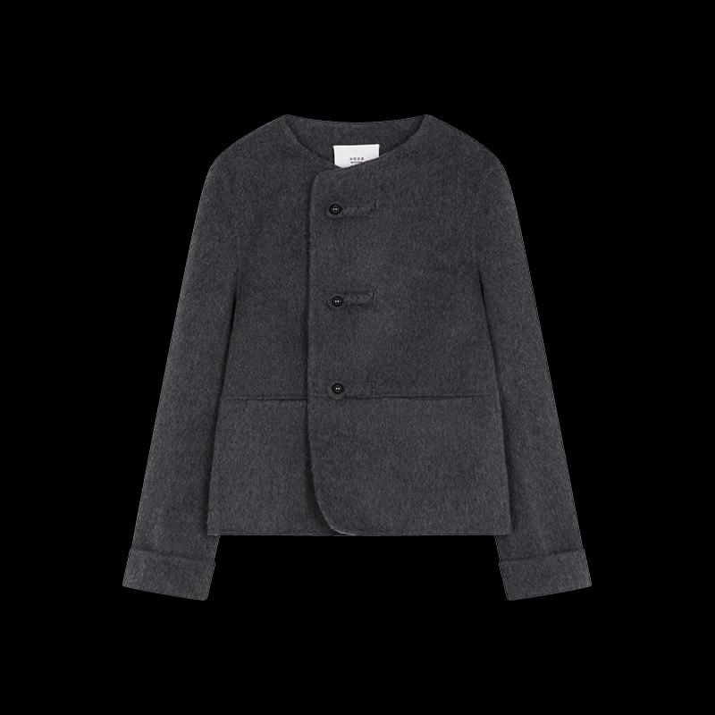 Mohanyimei V-Neck New Chinese Style Double-Faced Wool Coat