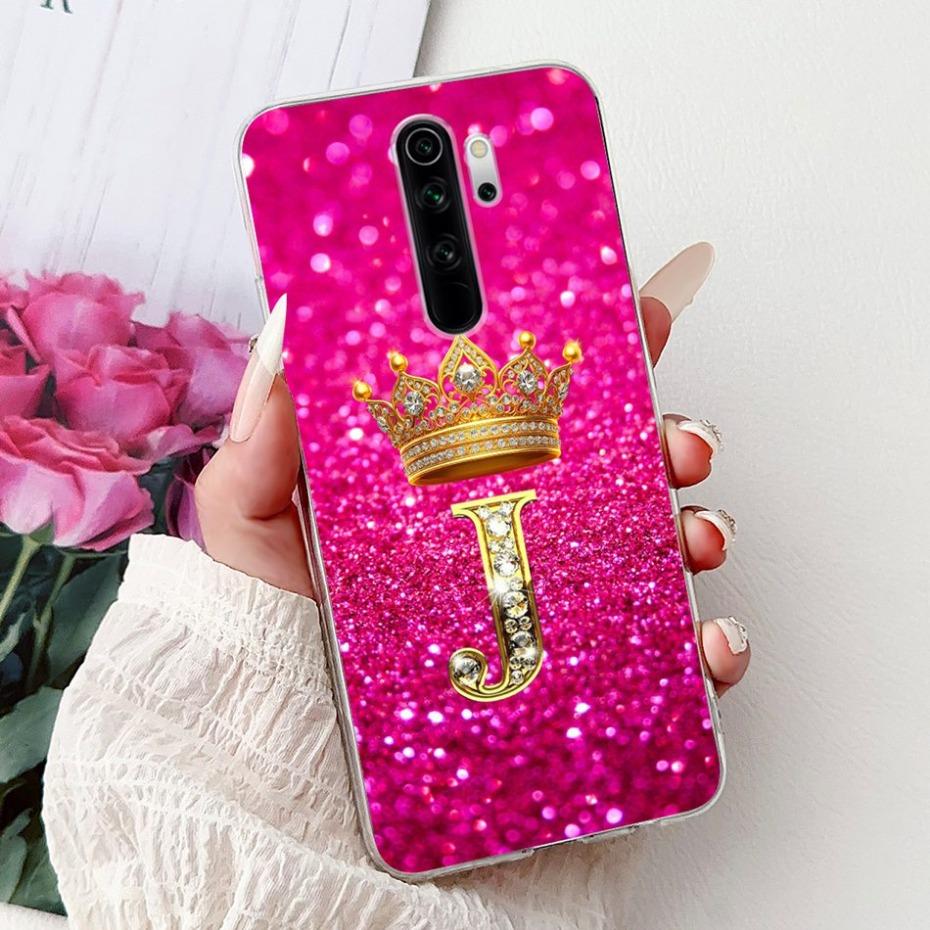 Fashion Crown Initial Letter Case For Xiaomi Redmi Note 8 Pro Note8 8T Soft Silicone TPU Cover For Redmi Note 8 8Pro Phone Cases