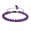 Natural Stone 6mm Beads Bracelet Adjustable Rope String Braided Bracelets For Women Men Amethysts Red Agates Lava Beaded Bangles