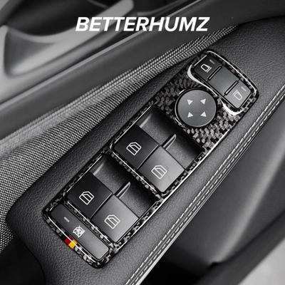 Karbonové vlákno pro Mercedes Benz W176 W204 W212 Třída C Nálepka na ovládací panel okna Obložení interiéru vozu