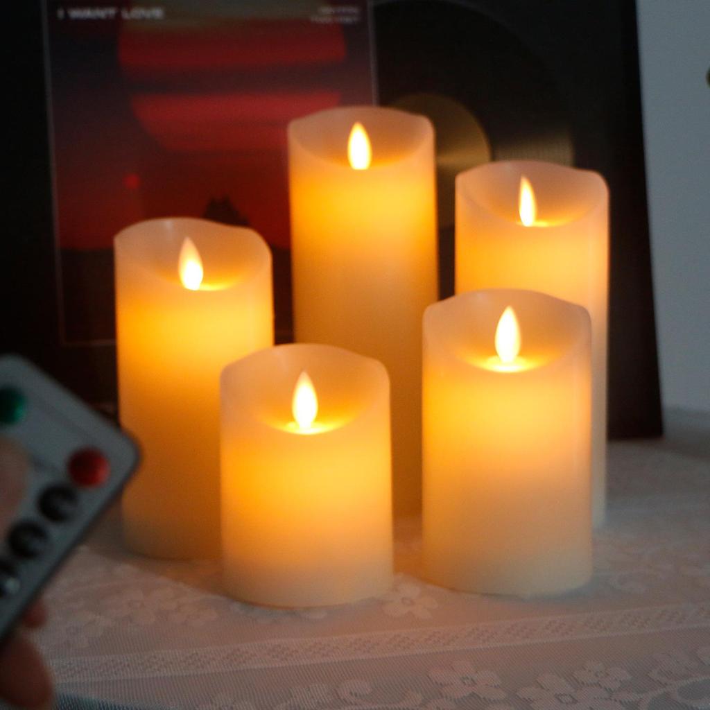 LED Rechargeable Paraffin Wax Candle with Swaying Flame & Remote Control for Decoration or Birthday Celebration