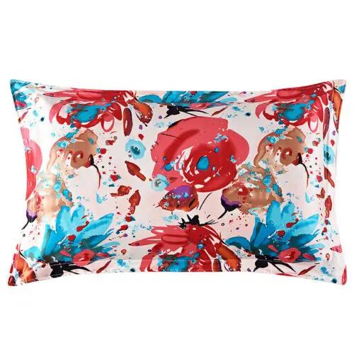 Pure Mulberry Silk Floral Pillowcase 25Momme Genuine Silk Retro Floral Pillowcover Home Cojines Soft Sofa Chair Coussin