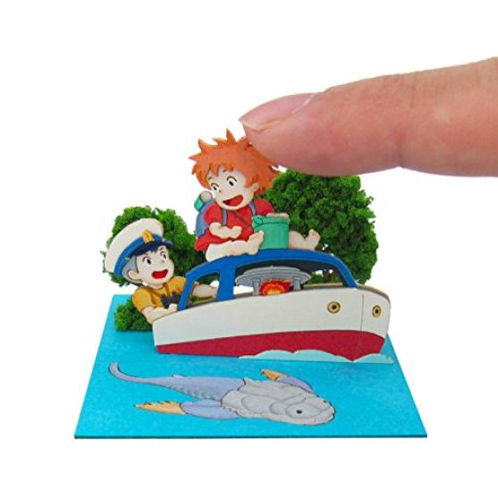 Sankei Studio Ghibli Mini Ponyo on the Cliff by the Riding the Pompom Paper Craft Sea, Boat, Non-scale MP07-40