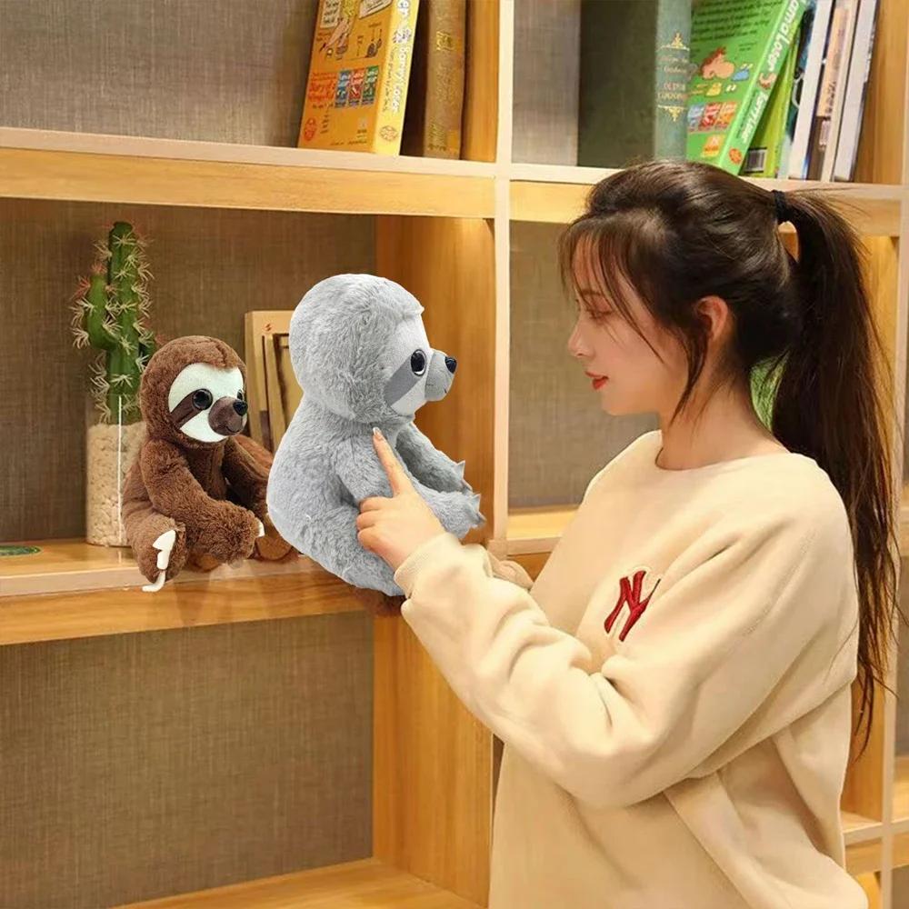 25CM Cuddly Sloth Plush Toy Big Eyes Soft Comfort Throw Pillow Grey Brown Koala Doll for Friends Christmas Birthday Gift