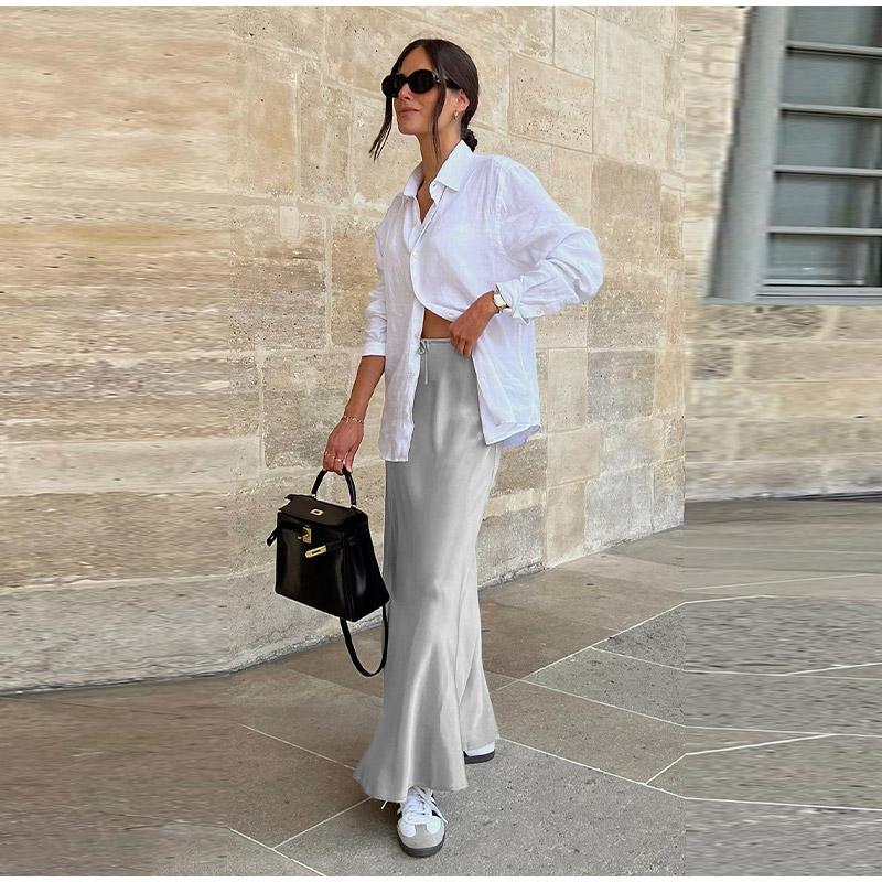 Элегантная офисная юбка-рыбий хвост с завязками на высокой талии — фото 4