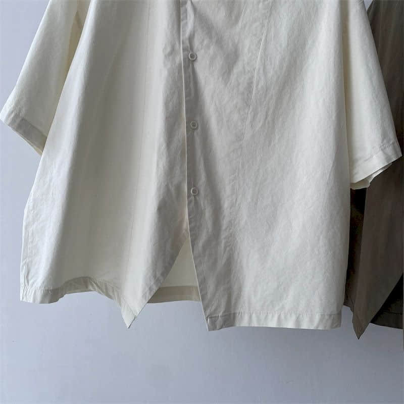 Shirts Women Vintage Short Sleeve Polo Neck Casual Summer Single Breasted Korean Style One Piece Blouse Women