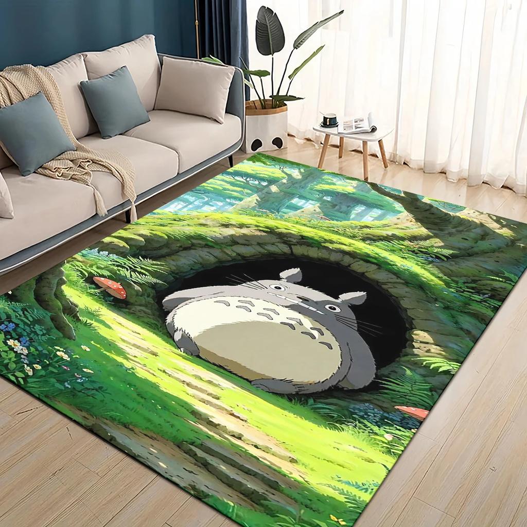 3D T-Totoros Cartoon Area Rug,Carpet Rug for Living Room Children's Bedroom Sofa Doormat Decor,kids Play Non-slip Floor Mat