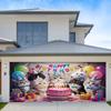 2D "Happy Birthday" Cats Themed Backdrop with Party Hats & Balloons