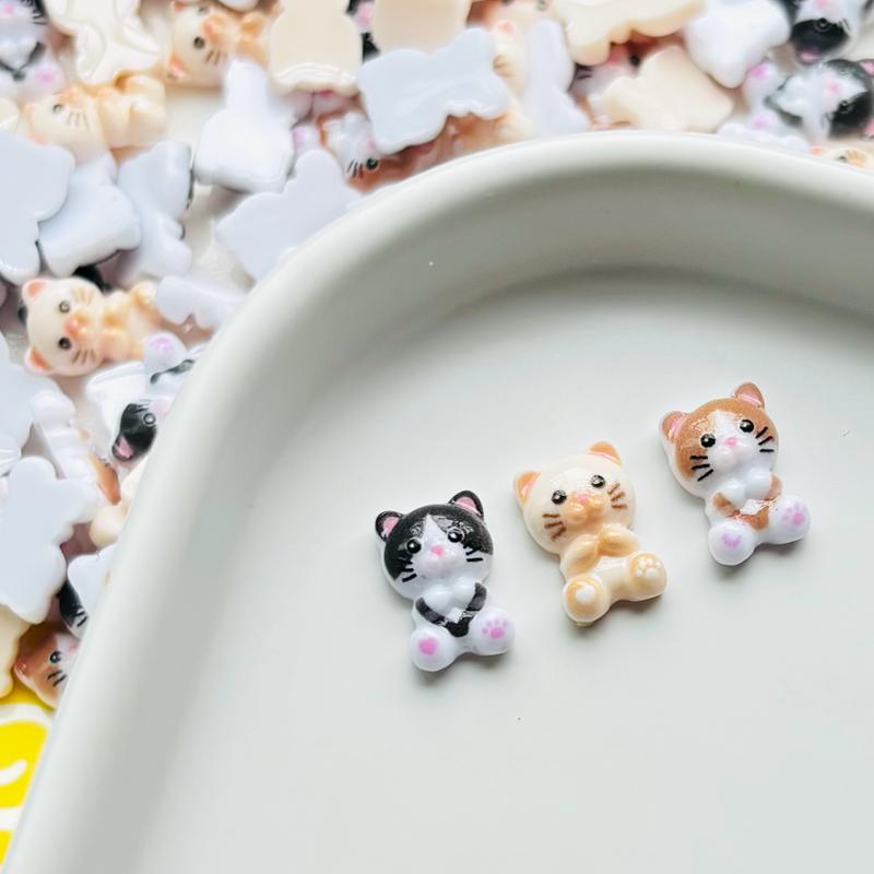 55 Pcs New Cute Mini Resin Mixed Color Kitten Flatback Ornament Jewelry Making Manicure Hairwear Accessories A45
