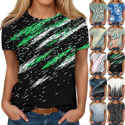Women's Round Neck Casual Printed Short-sleeved T-shirt Top