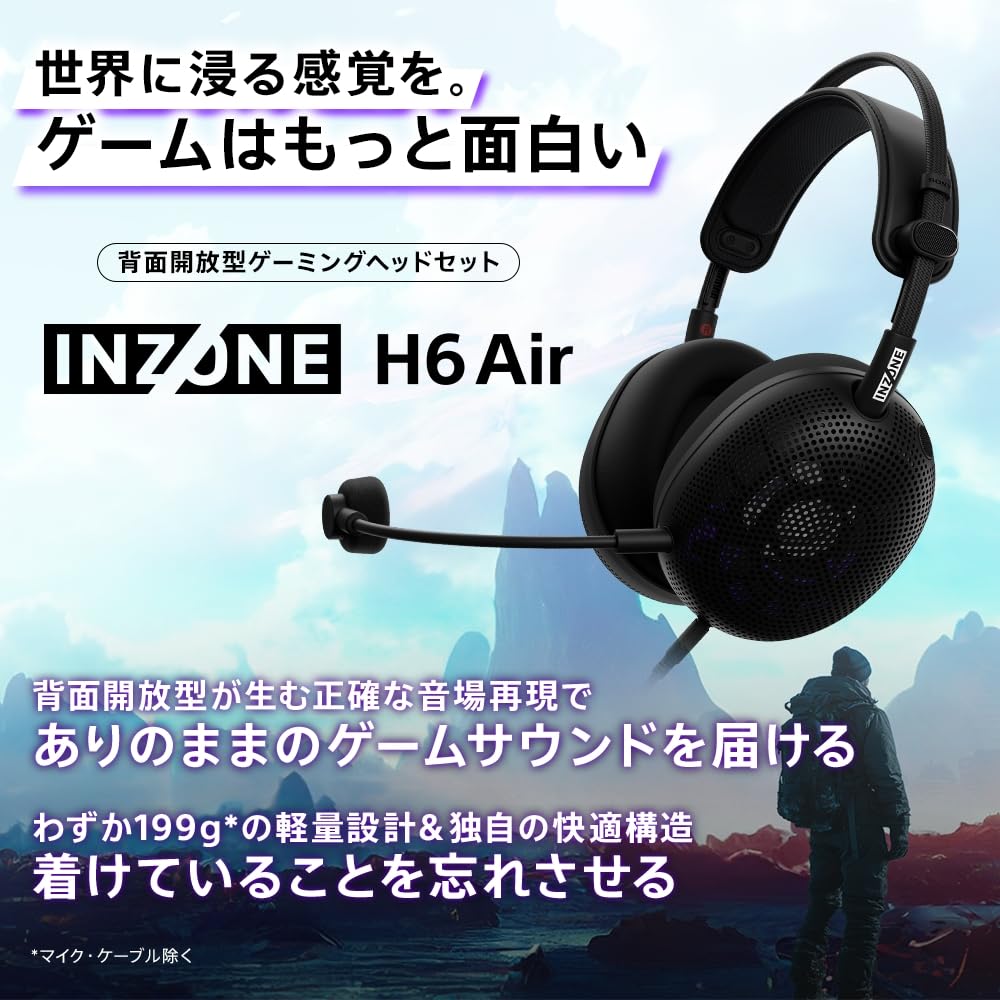 Sony INZONE H6 Air Gaming Gaming Based On Footstep Wide Sound 40mm Lightweight Comfortable for Long Play Compatible Open-Back Headset MDR-G600