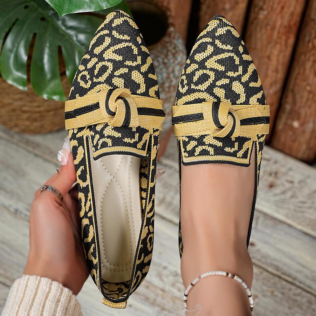 Scarpe da donna in maglia slip-on grandi: Scarpe basse a punta per Primavera/Autunno con Fiocco, Calzature Casual da Guida